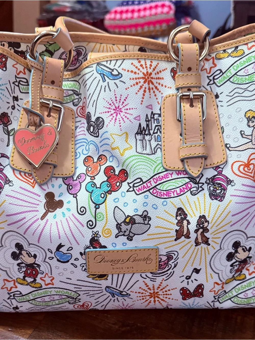 Dooney & Bourke White Multicolor Disney Sketch Tote